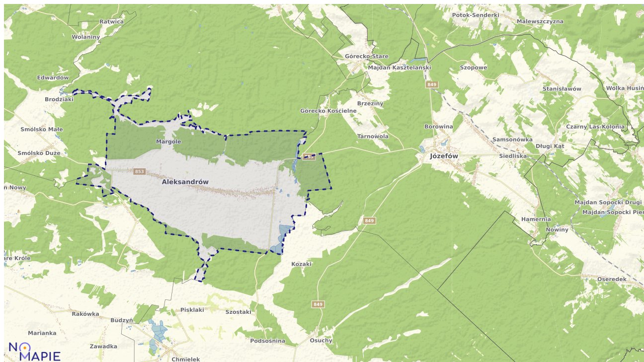 Mapa obszarów ochrony przyrody Aleksandrowa